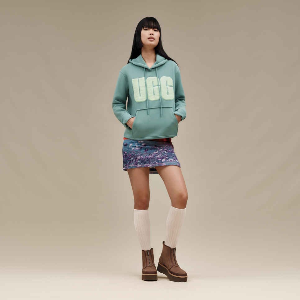 Rey Fuzzy Logo Hoodie | UGG